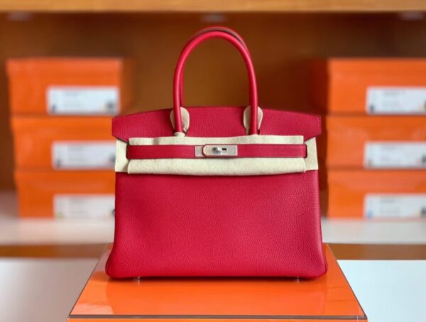 Hermes Birkin Togo S3 Rouge Red Silver Hardware 30cm Full Handmade