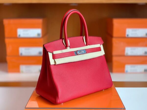 Hermes Birkin Togo S3 Rouge Red Silver Hardware 30cm Full Handmade