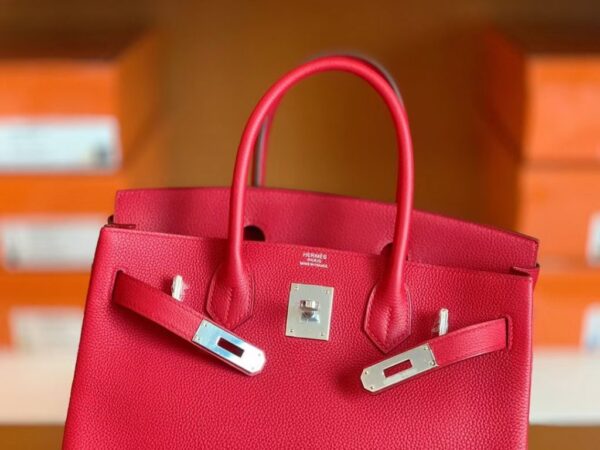 Hermes Birkin Togo S3 Rouge Red Silver Hardware 30cm Full Handmade