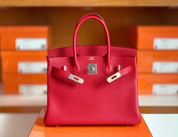 Hermes Birkin Togo S3 Rouge Red Silver Hardware 30cm Full Handmade