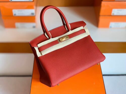 Hermes Birkin Togo D5 Coral red Gold Hardware 30cm Full Handmade