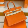 Hermes Birkin Togo cc93 Orange Silver Hardware 30cm Full Handmade