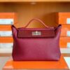 Hermes Kelly 2424 Matte crocodile & Togo Bordeaux red Silver Hardware 29cm Full Handmade