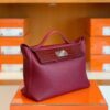 Hermes Kelly 2424 Matte crocodile & Togo Bordeaux red Silver Hardware 29cm Full Handmade