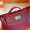 Hermes Kelly 2424 Matte crocodile & Togo Bordeaux red Silver Hardware 29cm Full Handmade