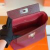 Hermes Kelly 2424 Matte crocodile & Togo Bordeaux red Silver Hardware 29cm Full Handmade
