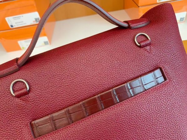 mmexport1673344850474-1024x768-1 Hermes Kelly 2424 Matte crocodile & Togo Bordeaux red Silver Hardware 29cm Full Handmade