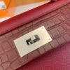 Hermes Kelly 2424 Matte crocodile & Togo Bordeaux red Silver Hardware 29cm Full Handmade