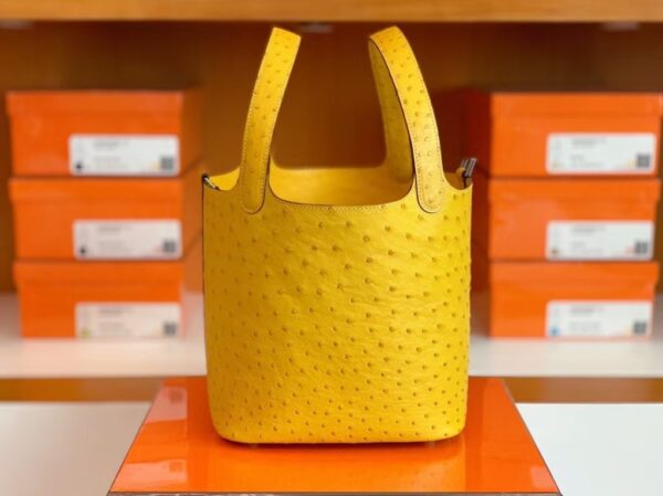 mmexport1673344867515-1024x766-1 Hermes Picotin Lock Ostrich Lemon yellow Silver Hardware 22cm Full Handmade