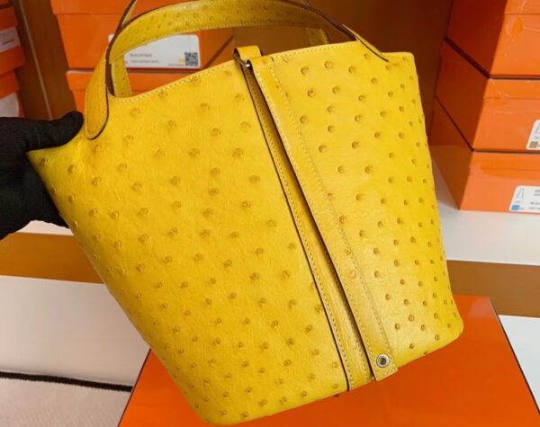 mmexport1673344871982-1024x810-1 Hermes Picotin Lock Ostrich Lemon yellow Silver Hardware 22cm Full Handmade