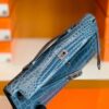 Hermes Kelly cut Shiny crocodile Blue Silver Hardware 31cm Full Handmade