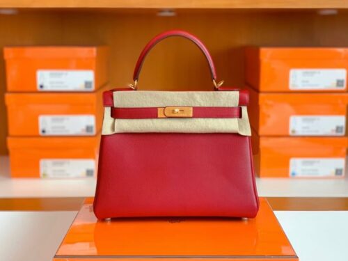 Hermes Kelly Evercolor K1 rouge grenat Gold Hardware 28cm Full Handmade
