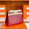 Hermes Kelly Evercolor K1 rouge grenat Gold Hardware 28cm Full Handmade
