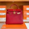 Hermes Kelly Evercolor K1 rouge grenat Gold Hardware 28cm Full Handmade
