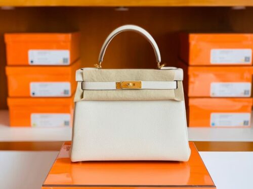 Hermes Kelly Togo Creamy White Gold Hardware 28cm Full Handmade