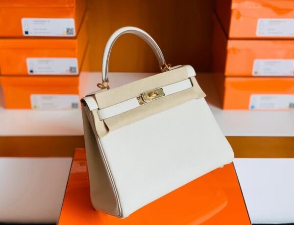 Hermes Kelly Togo Creamy White Gold Hardware 28cm Full Handmade