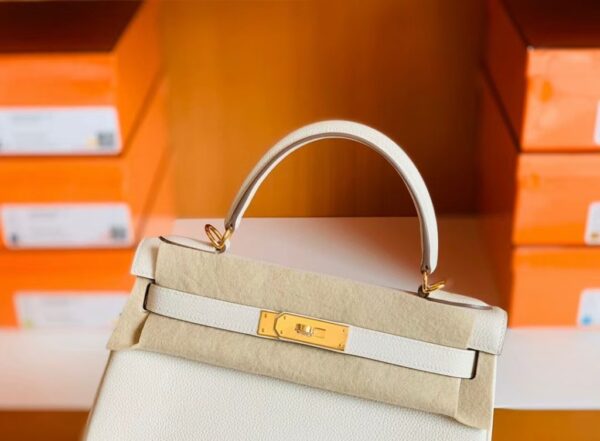 Hermes Kelly Togo Creamy White Gold Hardware 28cm Full Handmade