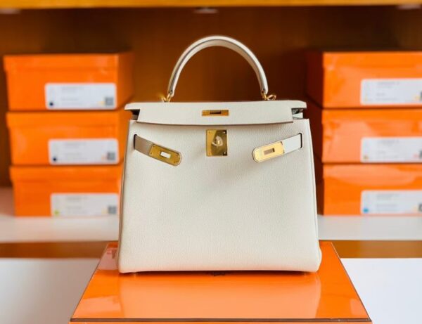 Hermes Kelly Togo Creamy White Gold Hardware 28cm Full Handmade