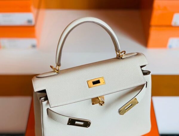 Hermes Kelly Togo Creamy White Gold Hardware 28cm Full Handmade