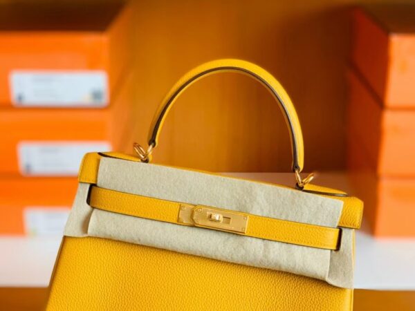 Hermes Kelly Togo 9D Amber yellow Gold Hardware 28cm Full Handmade