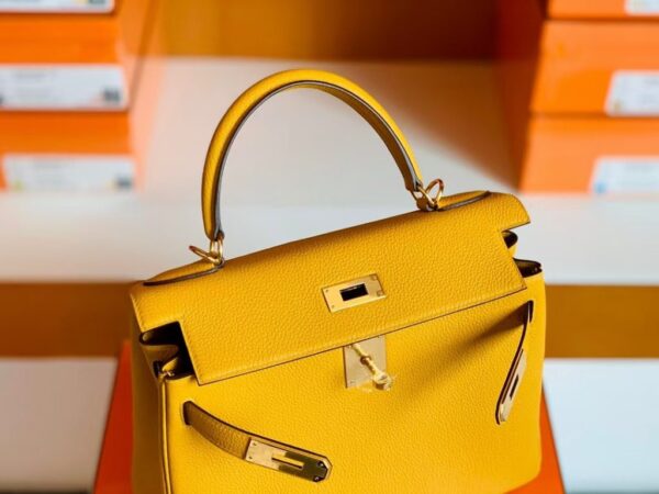 Hermes Kelly Togo 9D Amber yellow Gold Hardware 28cm Full Handmade
