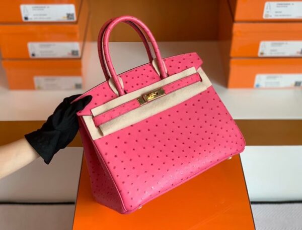 mmexport1673775033320-1024x781-1 Hermes Birkin Ostrich 5J Rose Pink Gold Hardware 30cm Full Handmade