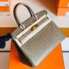 Hermes Birkin Ostrich etoupe grey Gold Hardware 30cm Full Handmade