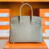 Hermes Birkin Ostrich etoupe grey Gold Hardware 30cm Full Handmade
