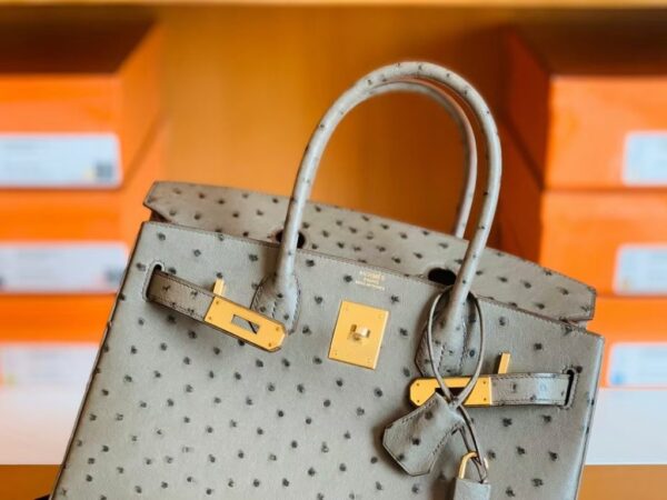 mmexport1673775083648-1024x768-1 Hermes Birkin Ostrich etoupe grey Gold Hardware 30cm Full Handmade