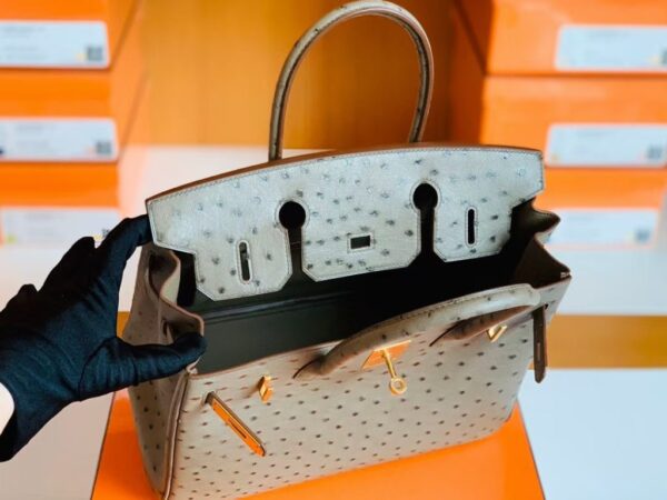 mmexport1673775086537-1024x768-1 Hermes Birkin Ostrich etoupe grey Gold Hardware 30cm Full Handmade