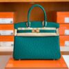 Hermes Birkin Ostrich u4 Velvet green Gold Hardware 30cm Full Handmade