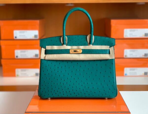 mmexport1673775103434-1024x791-1 Hermes Birkin Ostrich u4 Velvet green Gold Hardware 30cm Full Handmade