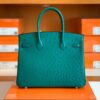 Hermes Birkin Ostrich u4 Velvet green Gold Hardware 30cm Full Handmade