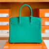 Hermes Birkin Ostrich Olive green & 1K Bamboo green & Etoupe Grey Silver Hardware 30cm Full Handmade