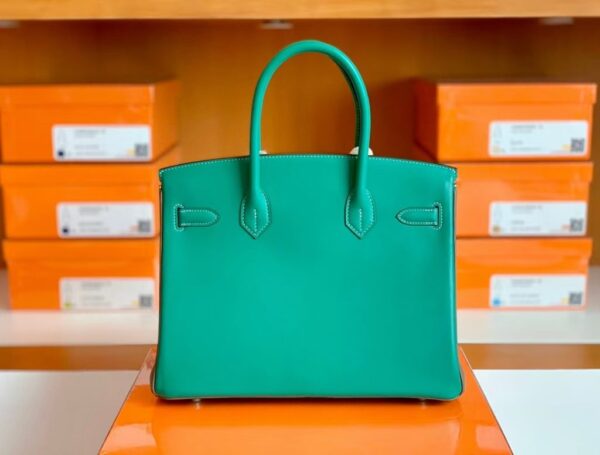 Hermes Birkin Ostrich Olive green & 1K Bamboo green & Etoupe Grey Silver Hardware 30cm Full Handmade