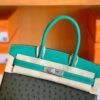 Hermes Birkin Ostrich Olive green & 1K Bamboo green & Etoupe Grey Silver Hardware 30cm Full Handmade
