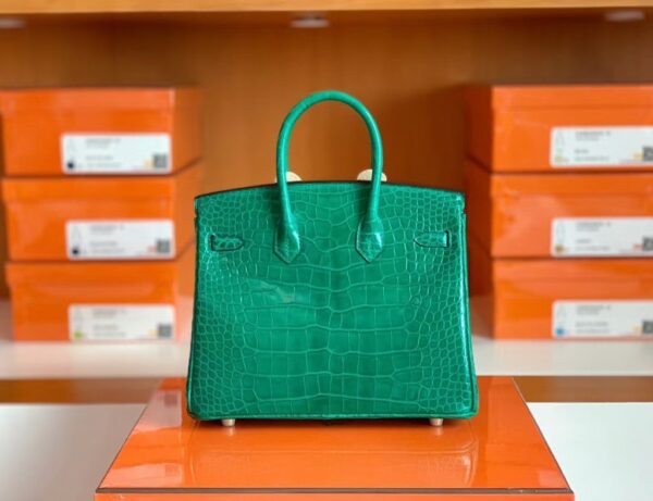Hermes Birkin Shiny Alligator 6Q jade green Gold Hardware 25cm Full Handmade