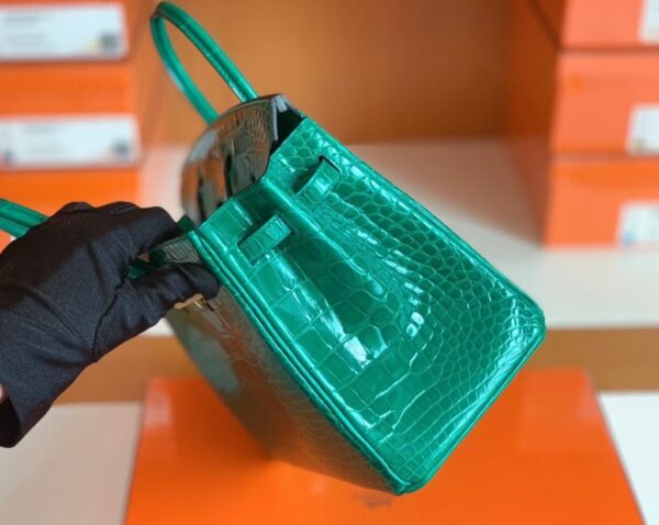 Hermes Birkin Shiny Alligator 6Q jade green Gold Hardware 25cm Full Handmade