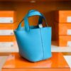 Hermes Picotin Lock Togo P3 Candy Blue Silver Hardware 18cm Full Handmade