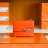 Hermes Verrou Chevre Orange Silver Hardware 17cm Full Handmade