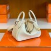 Hermes Mini Lindy TC Leather craie White Gold Hardware 19cm Full Handmade