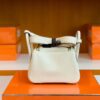 Hermes Mini Lindy TC Leather craie White Gold Hardware 19cm Full Handmade