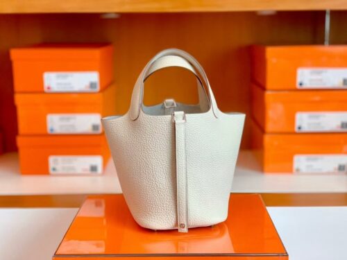 Hermes Picotin Lock Togo craie White Silver Hardware 18cm Full Handmade
