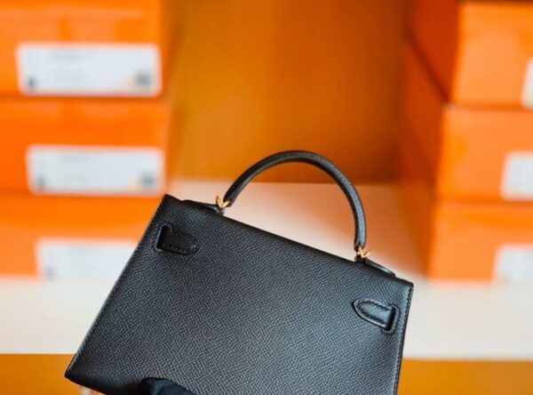 Hermes mini kelly Epsom Black Gold Hardware 19cm Full Handmade