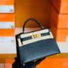 Hermes mini kelly Epsom Black Gold Hardware 19cm Full Handmade
