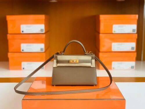 Hermes mini kelly Epsom 18 Etoupe Gold Hardware 19cm Full Handmade