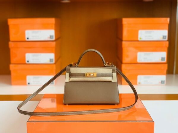 Hermes mini kelly Epsom 18 Etoupe Gold Hardware 19cm Full Handmade