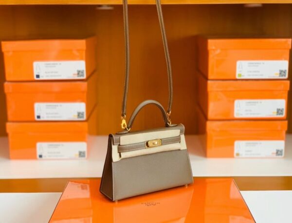 Hermes mini kelly Epsom 18 Etoupe Gold Hardware 19cm Full Handmade
