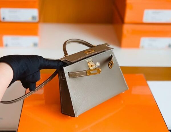 Hermes mini kelly Epsom 18 Etoupe Gold Hardware 19cm Full Handmade