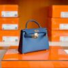 Hermes mini kelly Epsom R2 blue agete Gold Hardware 19cm Full Handmade